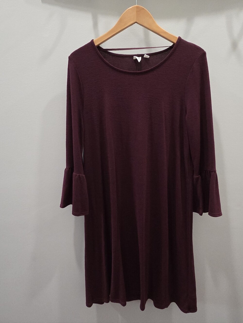 GAP Women's Bell Sleeve Swing Dress - Burgundy, Medium Tall